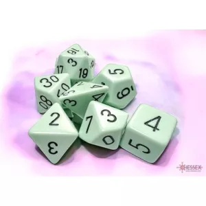 Chessex Opaque Pastel Green/black Polyhedral 7-Dice Set-25465