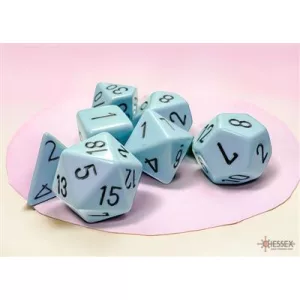 Chessex Opaque Pastel Blue/black Polyhedral 7-Dice Set-25466