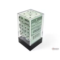 Chessex Opaque Pastel Green/black 16mm d6 Dice Block (12 dice)-25665