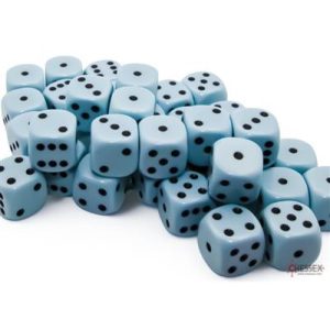Chessex Opaque Pastel Blue/black 12mm d6 Dice Block (36 dice)-25866