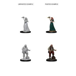 Pathfinder Deep Cuts Unpainted Miniatures - Merchants (Serving Girl/Merchant)-WZK72584