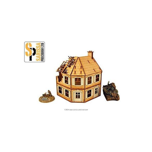 Sarissa Hobby & Terrain - Corner Terrace House - Destroyed-N004