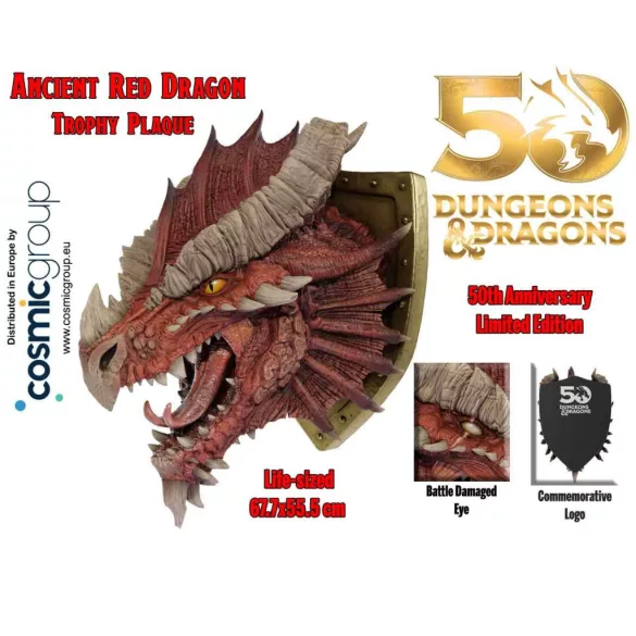 D&D Replicas of the Realms: Ancient Red Dragon Trophy Plaque - Limited Edition 50th Anniversary