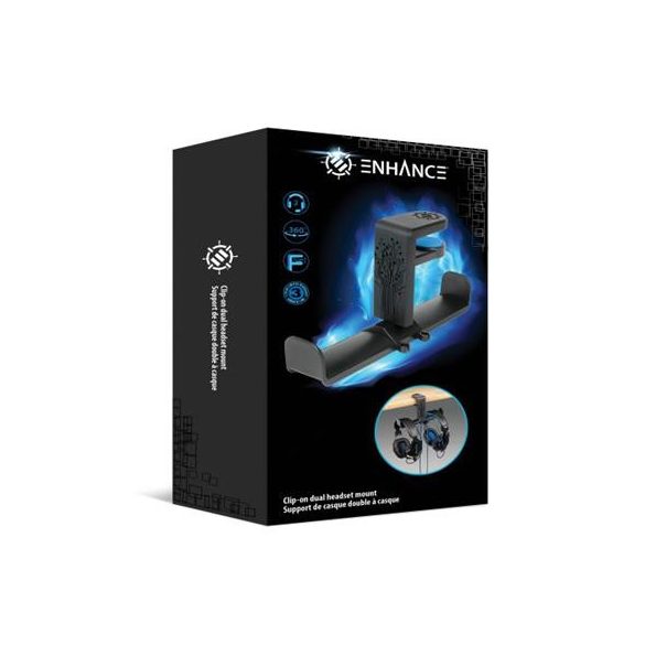 ENHANCE Enhance Clip-on Dual Headphone Mount-ENUNHPD100BKEW