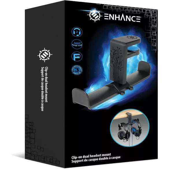 ENHANCE Enhance Clip-on Dual Headphone Mount – csíptethető dupla headset tartó