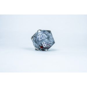 Sirius Dice - Large D20 Snow Globes Silver Ink Silver glitter red and green snowflakes-SDZ0012-04