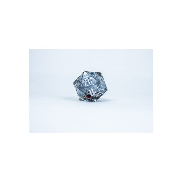 Sirius Dice - Large D20 Snow Globes Silver Ink Silver glitter red and green snowflakes-SDZ0012-04