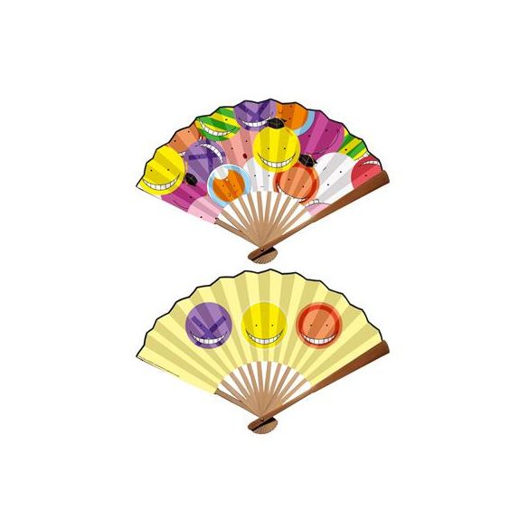 Assassination Classroom - Koro-sensei - Sticker Bomb Style - Japanese Bamboo Fan-700453
