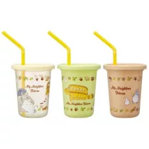 My Neighbor Totoro - 3 Glasses with Straw Set-SKATER-65752