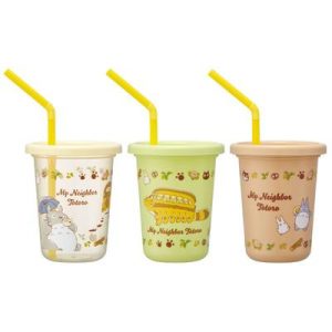 My Neighbor Totoro - 3 Glasses with Straw Set-SKATER-65752