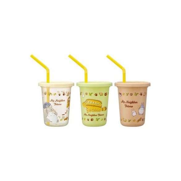 My Neighbor Totoro - 3 Glasses with Straw Set-SKATER-65752