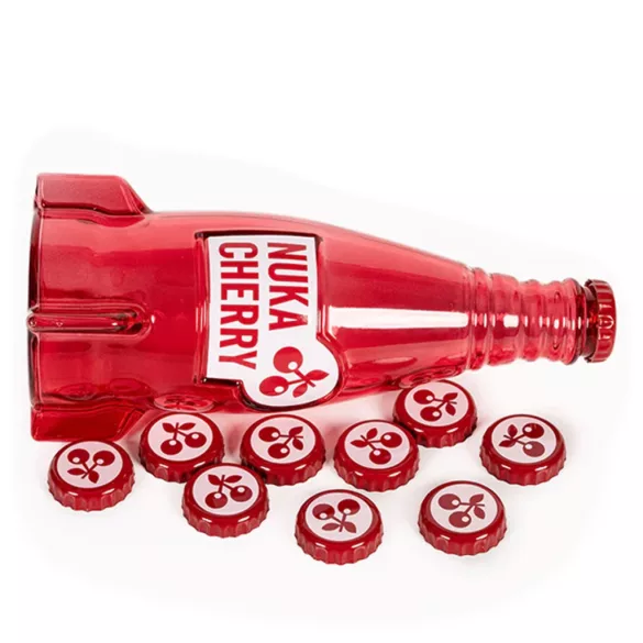 Fallout "Nuka Cola Cherry" Glass Bottle and Caps-1134570