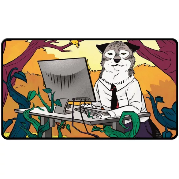 UP - Secret Lair Sale 4 2024 Not A Wolf Black Stitched Playmat Standing Desk Wolf Token for MTG-38059