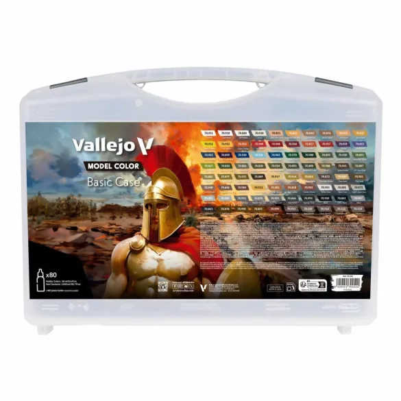 Vallejo - Model Color / 80 colors case - Basic Case. Includes: 75 basic colors + 5 auxiliaries 18 ml-70252
