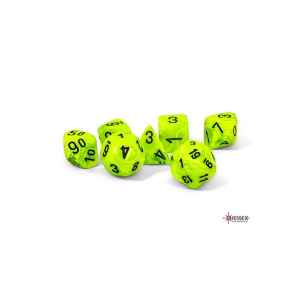 Chessex Vortex® Mega-hedral™ Bright Green/black 7-Die Set-22430