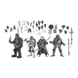 Universal Monsters x TMNT -  7” Scale Action Figure - 4 Pack Turtles Black & White-NE54468-01