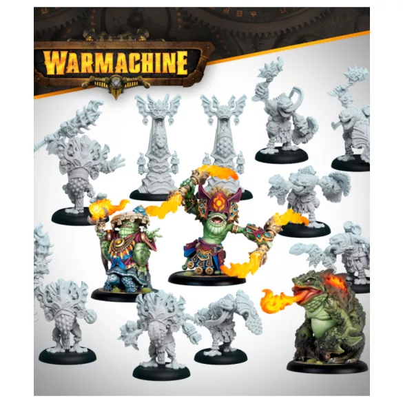 Warmachine: Southern Kriels Fire Tongue Warriors Command Cadre - EN miniatűra szett