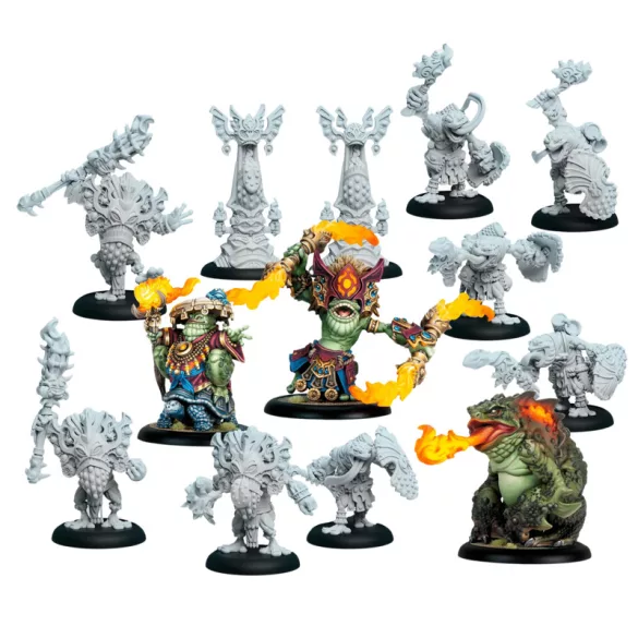 Warmachine: Southern Kriels Fire Tongue Warriors Command Cadre - EN miniatűra szett