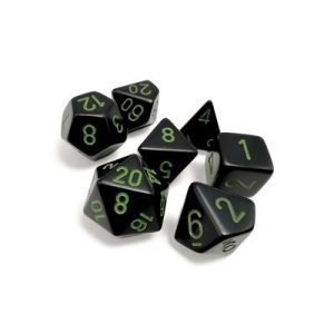 Opaque Black/green Polyhedral 7-Dice Set-25458