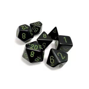 Opaque Black/green Polyhedral 7-Dice Set-25458