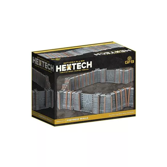 HexTech - Battlefield in a Box Terrain: Trinity City Fortress Walls (x24) - Grey-HEXT30