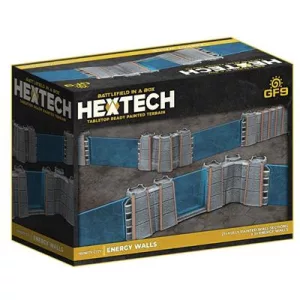 HexTech - Battlefield in a Box Terrain: Trinity City Energy Walls (x26) - Grey/Blue-HEXT31