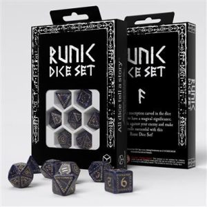 Runic Mixed-blue & gold Dice Set-SRUN09