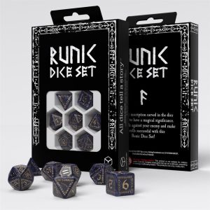 Runic Mixed-blue & gold Dice Set-SRUN09