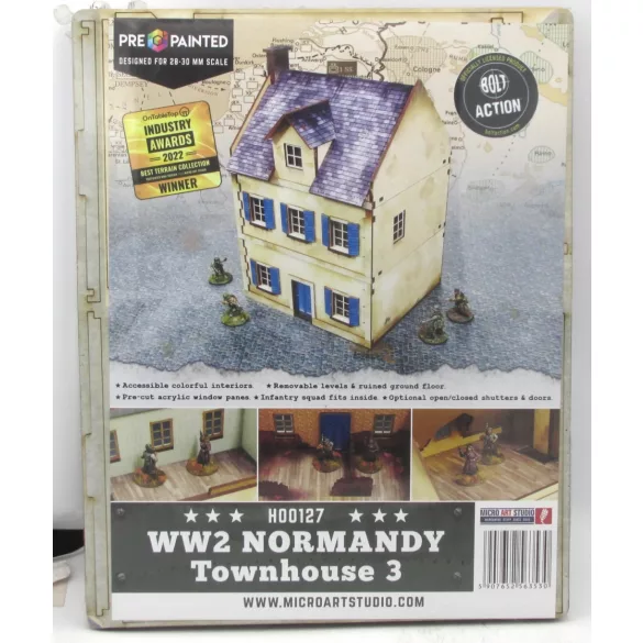 WW2 Normandy Townhouse 3 előrefestett épület [28mm/1:56]