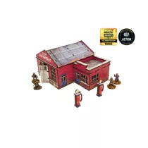 WW2 Normandy Garage w. Petrol Station Prepainted [28mm/1:56]-H00131