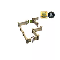 WW2 Normandy Wall w. Gate (high) Prepainted [28mm/1:56]-H00134