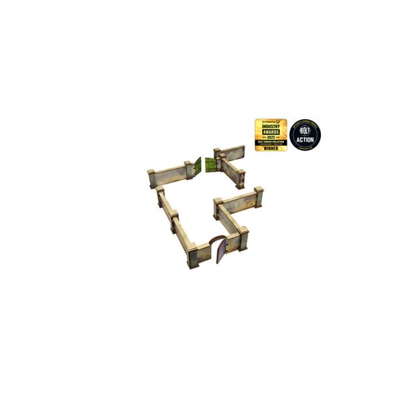 WW2 Normandy Wall w. Gate (high) Prepainted [28mm/1:56]-H00134