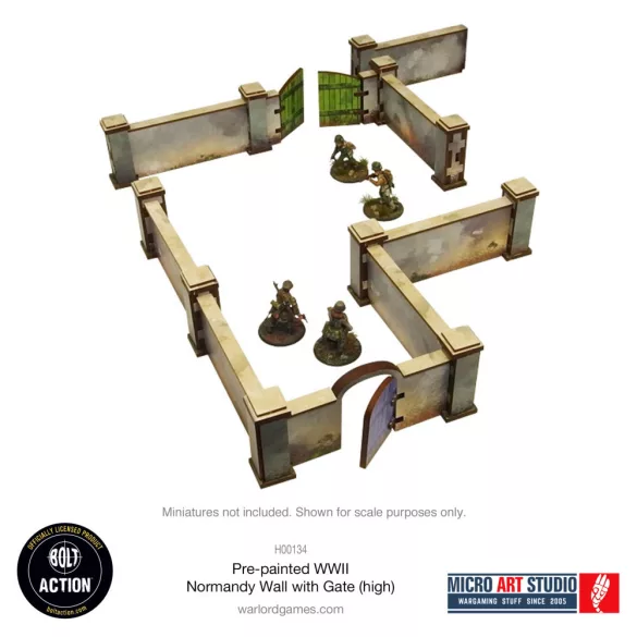WW2 Normandy Wall w. Gate (high) terepelem, előre festett, 28 mm / 1:56