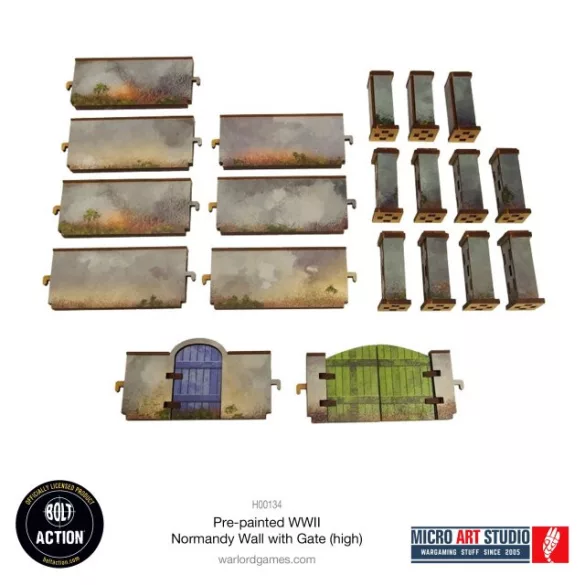 WW2 Normandy Wall w. Gate (high) terepelem, előre festett, 28 mm / 1:56