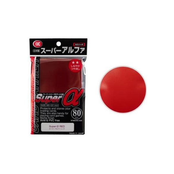 KMC Standard Sleeves - Super α  Red (80 Sleeves)-