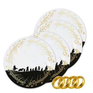 Set of 4 plates with 4 napkin rings - LOTR-MAP4500