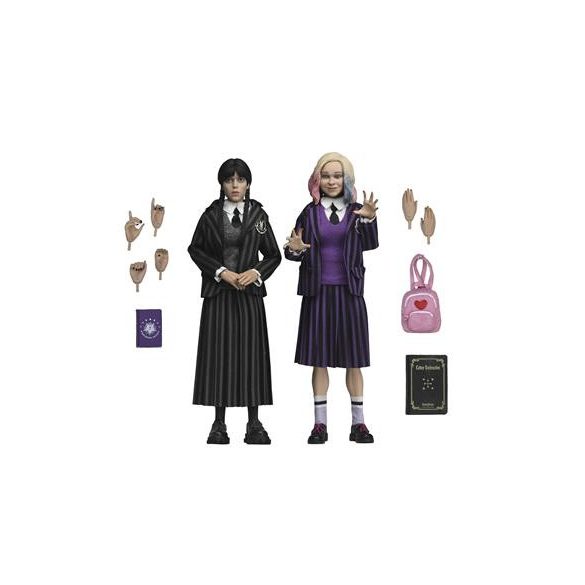 Wednesday - 8” Clothed Action Figure - Wednesday Addams (Nevermore Uniform) and Enid 2 Pack-NE42420-01