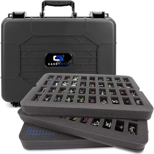 ENHANCE Wide Base Miniature Figure Vault - Case for 58 Minis + Custom Foam Tray-ENTTCFM110BKEW
