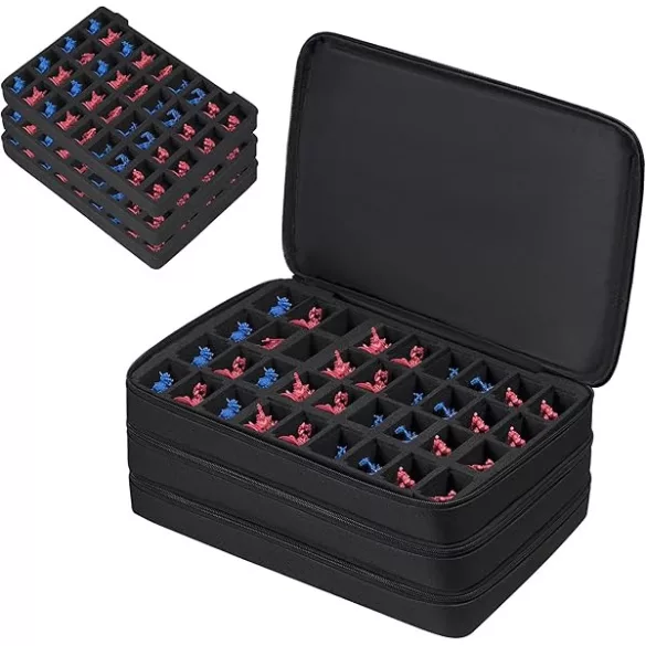 ENHANCE Wide Base Miniature Figure Vault - Case for 58 Minis + Custom Foam Tray-ENTTCFM110BKEW