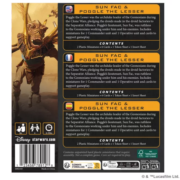 Star Wars: Legion - Sun Fac and Poggle the Lesser minik - EN/DE/SP/FR