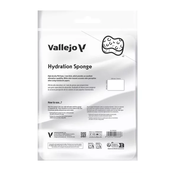 Vallejo - Wet Palette Accesories - 2 Reusable hydration sponges (220 x 140 mm)-B90002