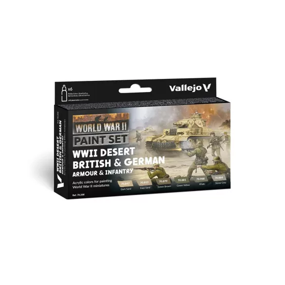 Vallejo - Model Color / WWII / 6 colors set - Desert British & German Armour & Infantry 18 ml-70208