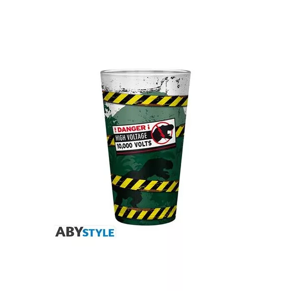 JURASSIC PARK - Large Glass - 400ml -Danger High Voltage-ABYVER159