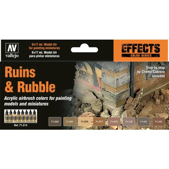 Vallejo - Model Air / Effects / 8 colors set - Ruins & Rubble-71214