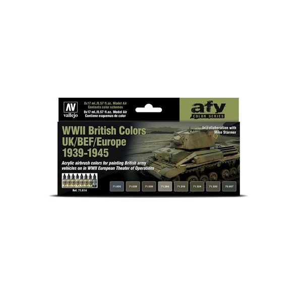 Vallejo - Model Air / 8 colors set - WWII British Colors UK/BEF/Europe 1939-1945-71614