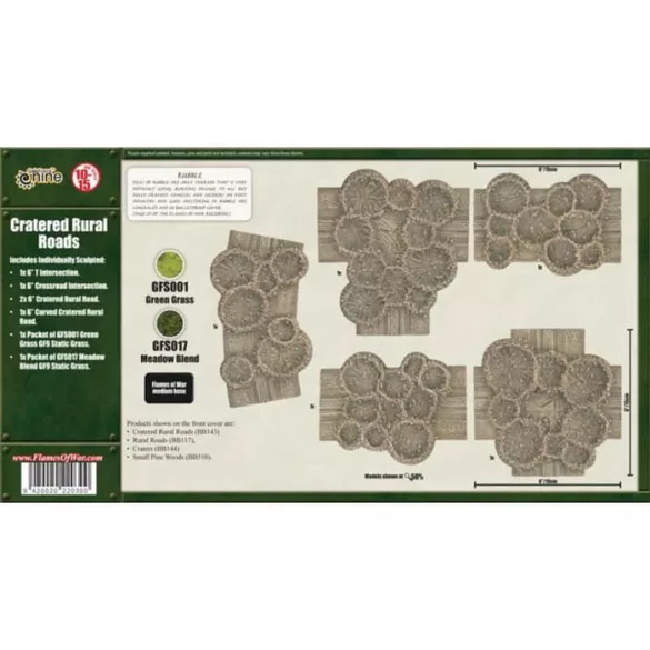 Battlefield In A Box - Travel: Cratered Rural Roads (x6) terepasztal útkészlet - Limited Edition
