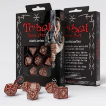 Tribal Dice Set – Shimmering Red & Beige, 7-piece dice set