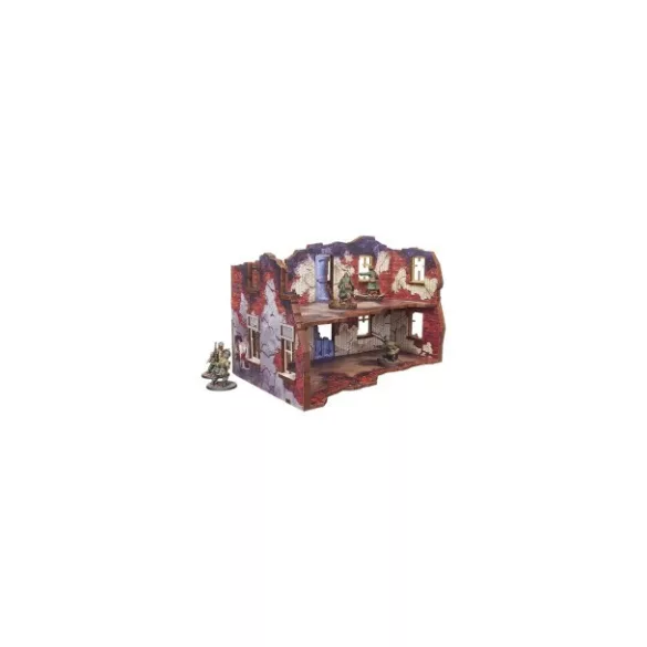 WW2 Ostfront Stalingrad Apartment Block Back (with balcony) (1) PREPAINTED [28mm/1:56]-H00245