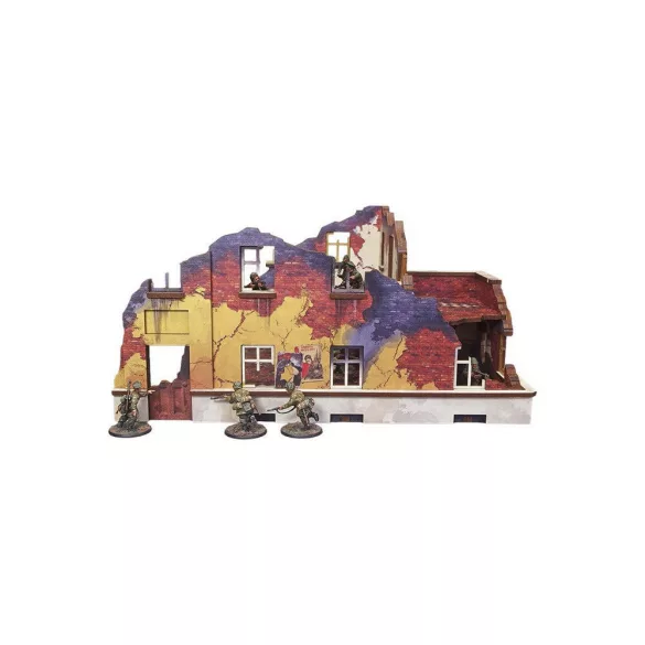 WW2 Ostfront Stalingrad School Left (with balcony) (1) PREPAINTED [28mm/1:56]-H00246