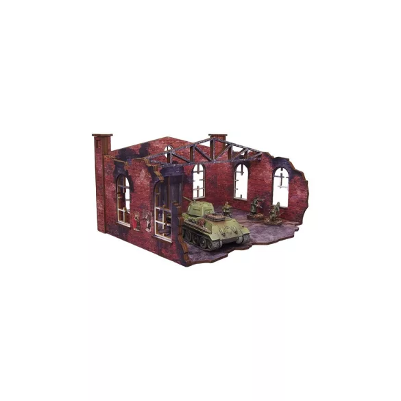 WW2 Ostfront Stalingrad Factory Back (with ramp) (1) PREPAINTED [28mm/1:56]-H00253